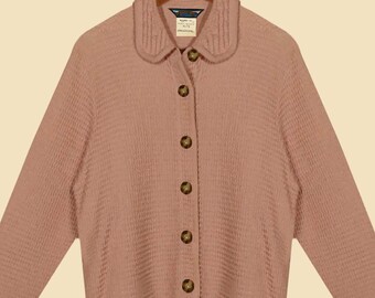 Chaqueta de suéter rosa para mujer - Chaqueta de algodón rosa con botones - Suéter cárdigan rosa claro - Chaqueta informal de algodón tejido Canadian Silver Lake