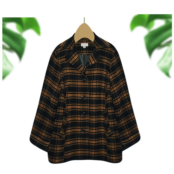 Womens Coat- Womens Plaid Coat- Plaid Jacket- Vint
