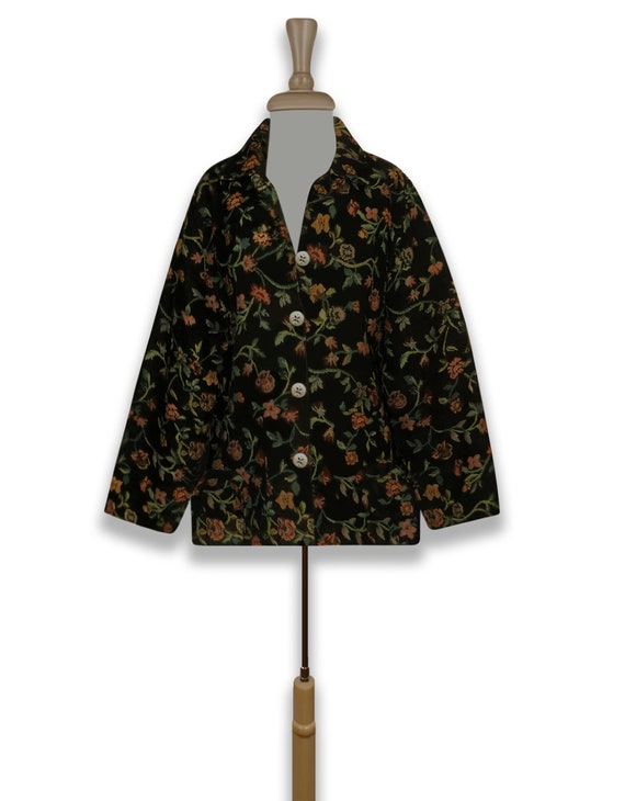 Vintage Tapestry Jacket- Tapestry Coat- Floral Ja… - image 3