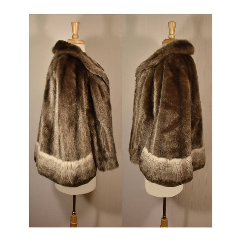 Vintage Faux Fur Cape Fur Cape Faux Fur Jacket Faux Mink Cape Fur Shawl Fur Stole Fur Shrug Vegan Fur Cape Jacket Women's Cape image 5