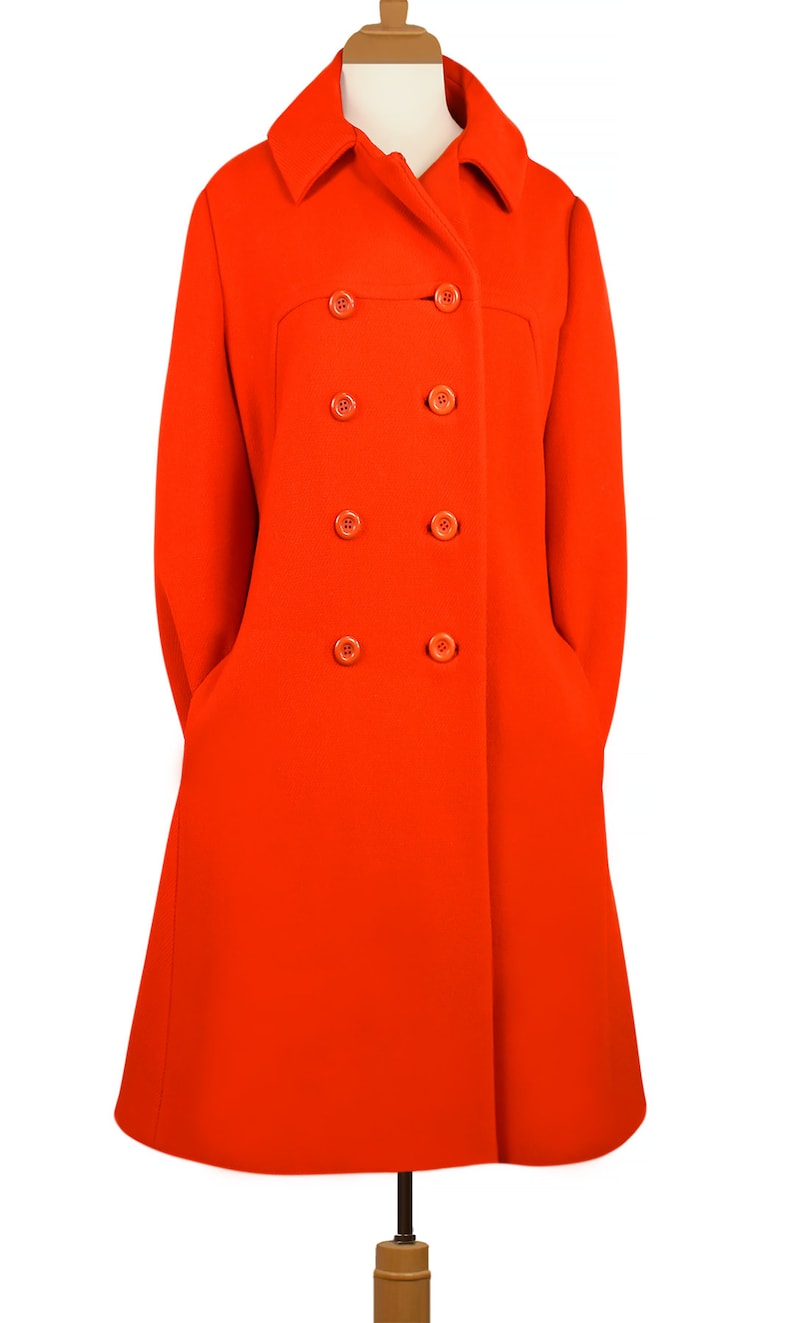 Womens Vintage Coat Long Coat Pea Coat Winter Coat Red Etsy