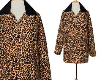 Women's Leopard Print- Animal Print- Cheetah Print- Plus Size- Velour Corduroy Pullover- Oversize Leopard Print- Comfy Slouchy Pullover- 1X
