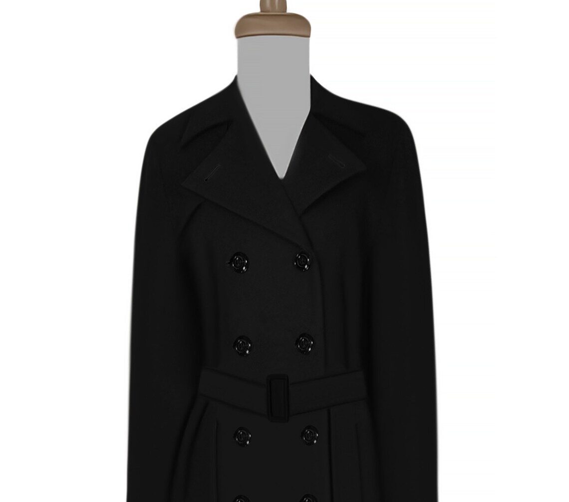 Women's Trench Coat Black Trench Coat Winter Coat Black Etsy