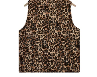US 三軒茶屋 Fake Fur Leopard Zip Up Vest 38 US 三軒茶屋 Fake Fur Leopard Zip Up Vest