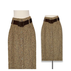 Womens Skirt- High Waist Skirt- Leopard Print Skirt- Leopard Skirt- Animal Print- Cheetah Print- Cotton Skirt- Denim Skirt- Midi Skirt
