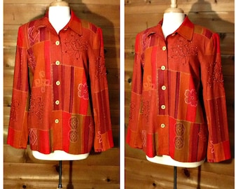 Patchwork Jacket- Chaqueta Naranja- Chaqueta Hippie- Chaqueta Boho- Chaqueta Floral- Chaqueta Bordada- Chaqueta Festival- Chaqueta de Cuentas- Boho Hippie