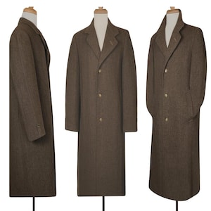 1940s Coat Mens Mens Vintage Coat Vintage Wool Coat Men's Long Coat Winter Coat Long Wool Coat Overcoat Men Brown Vintage Overcoat image 7