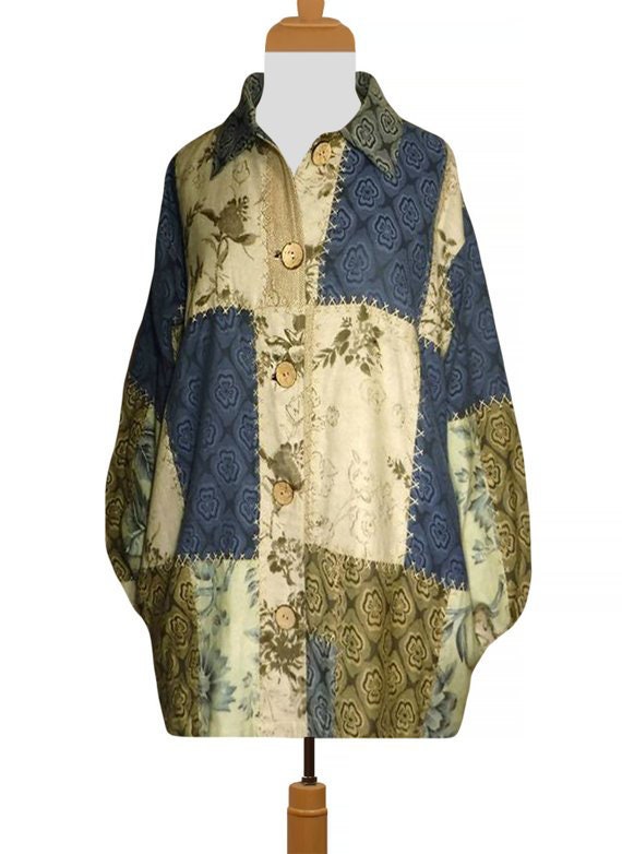 Vintage Patchwork Jacket- Women's Coat- Patchwork… - image 6