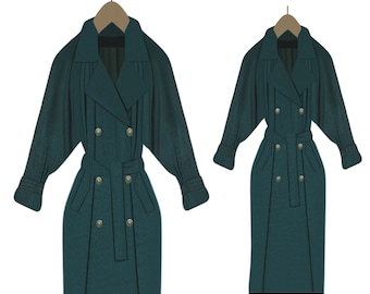 Women's Winter Coat- Trench Coat- Long Raincoat- Maxi Coat- Belted Coat- Long Coat- Vintage Coat- Overcoat Women- Ladies Coat