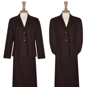 Norton McNaughton Wool Skirt Suit | Brown Skirt Suit | 80s Skirt Suit Set | Business Skirt Suit | Midi Suit Skirt | Dark Brown Skirt Suit
