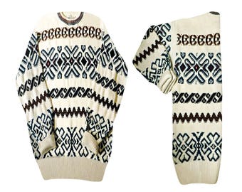 Winter Sweater- Slouchy Sweater- Nordic Sweater- Plus Size Sweater- Women's 3X- Oversize Sweater- Knit Heavy Sweater- Pullover Sweater Women