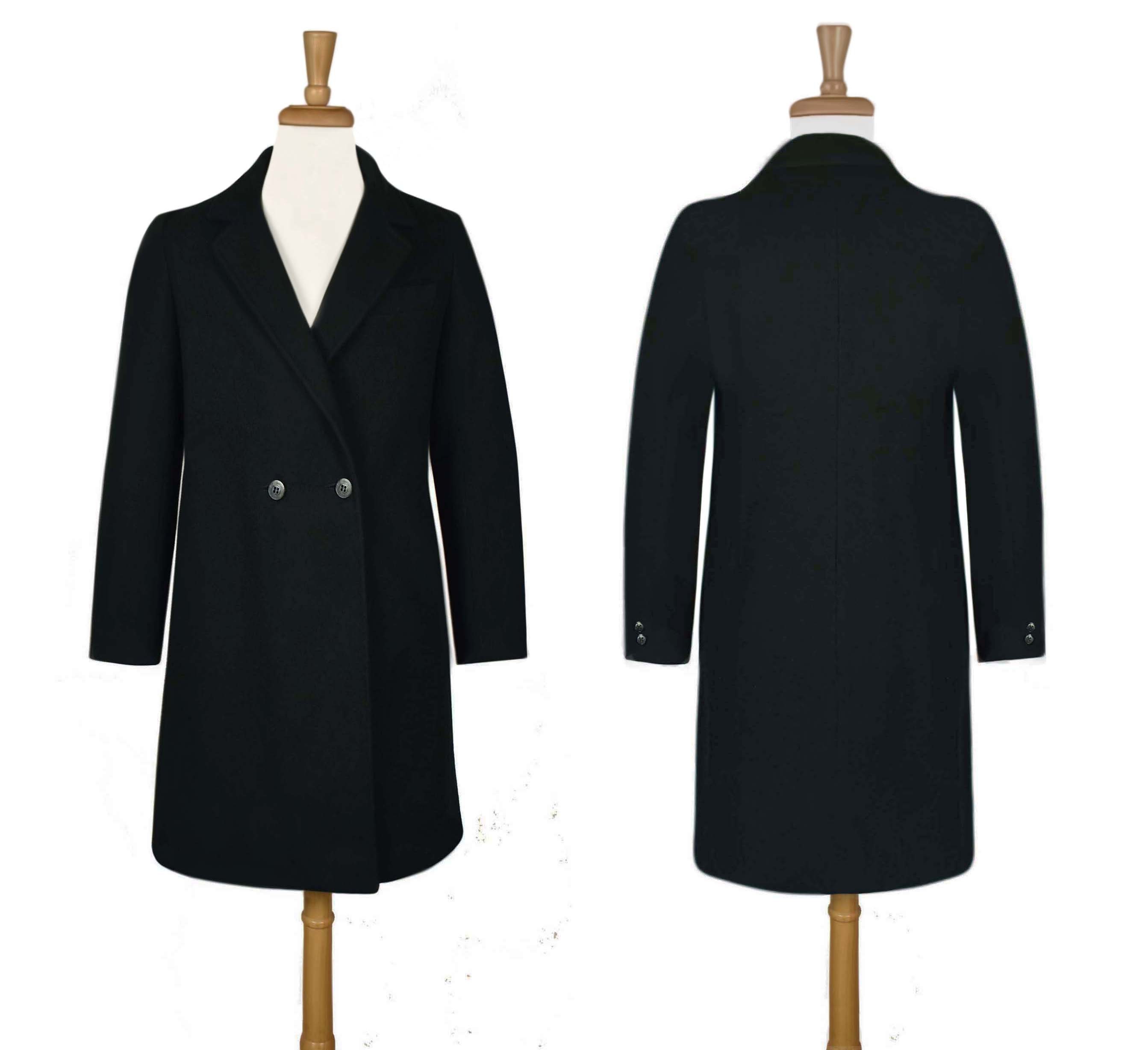 Ashley Scott Wool Coat- Womens Black Wool Coat- Black Wool Pea