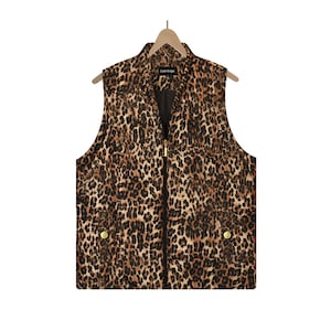 Women&#39;s Vest- Plus Size Vest- Leopard Print Vest- Puffer Vest- 3X Women&#39;s Oversized Vest- Cheetah Print Vest- Animal Print Vest- Leopard 3X
