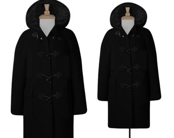 Mens Duffle Coat- Mens Parka- Wool Coat- Mens Winter Coat- Toggle Coat- Duffle Coat Men- Mens Winter Jacket- Black Wool Coat- Hooded Coat- L