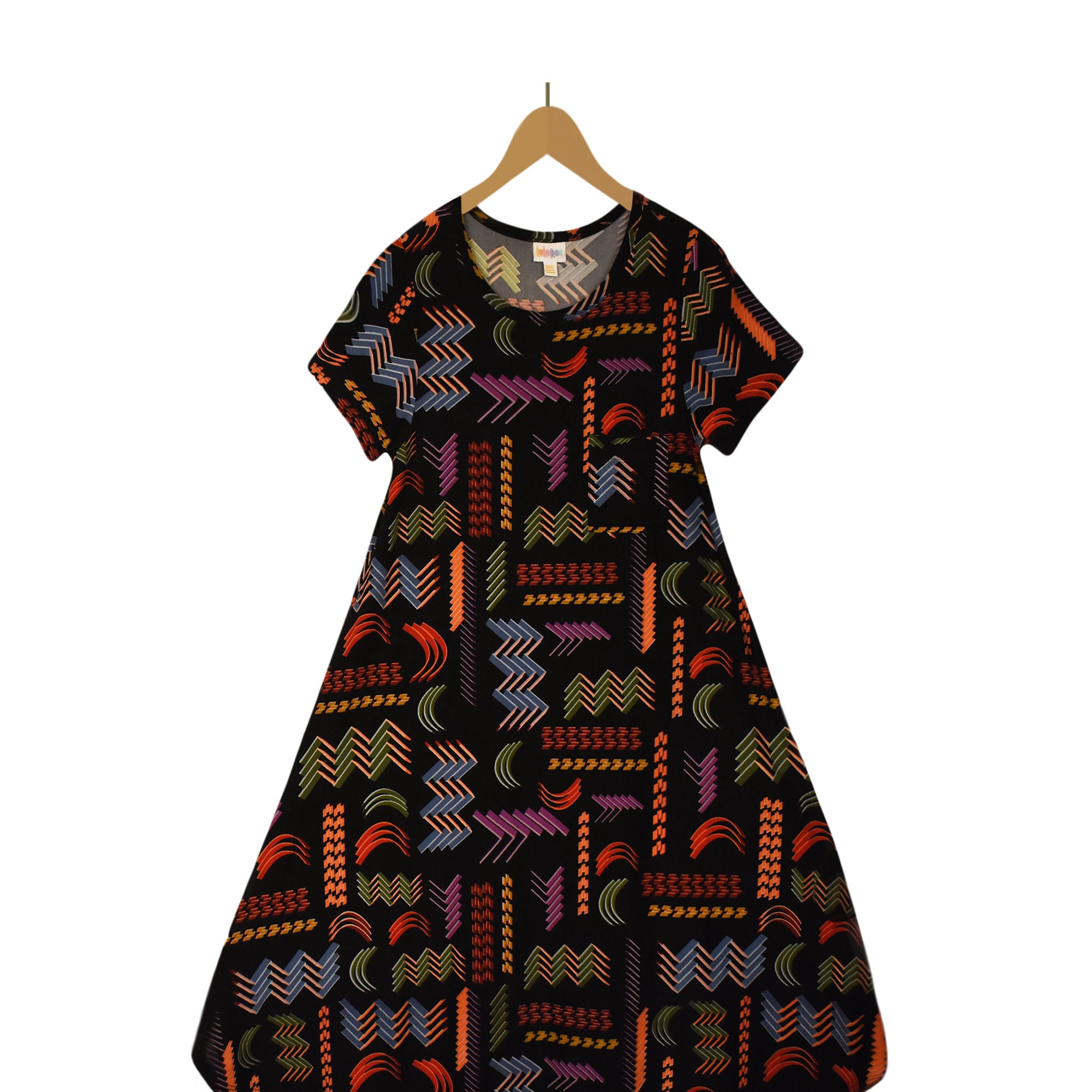 Lularoe Dress- Womens Lularoe Dress- Casual Slip on Dress- Comfy Short  Sleeve Dress- Colorful Abstract Tee Dress- Stretchy Lularoe Dress
