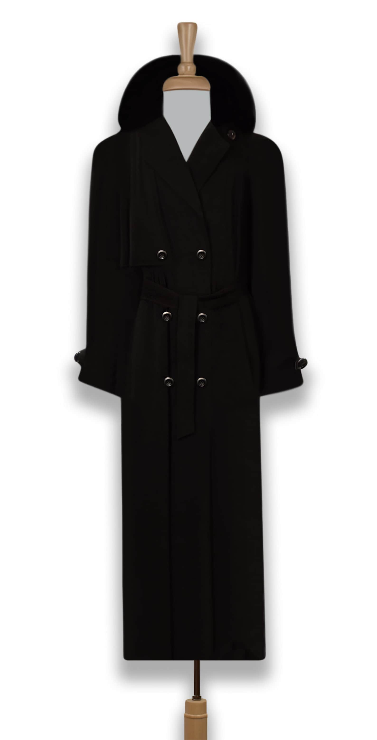 Womens Black Coat Long Black Coat Trench Coat Winter Coat Etsy