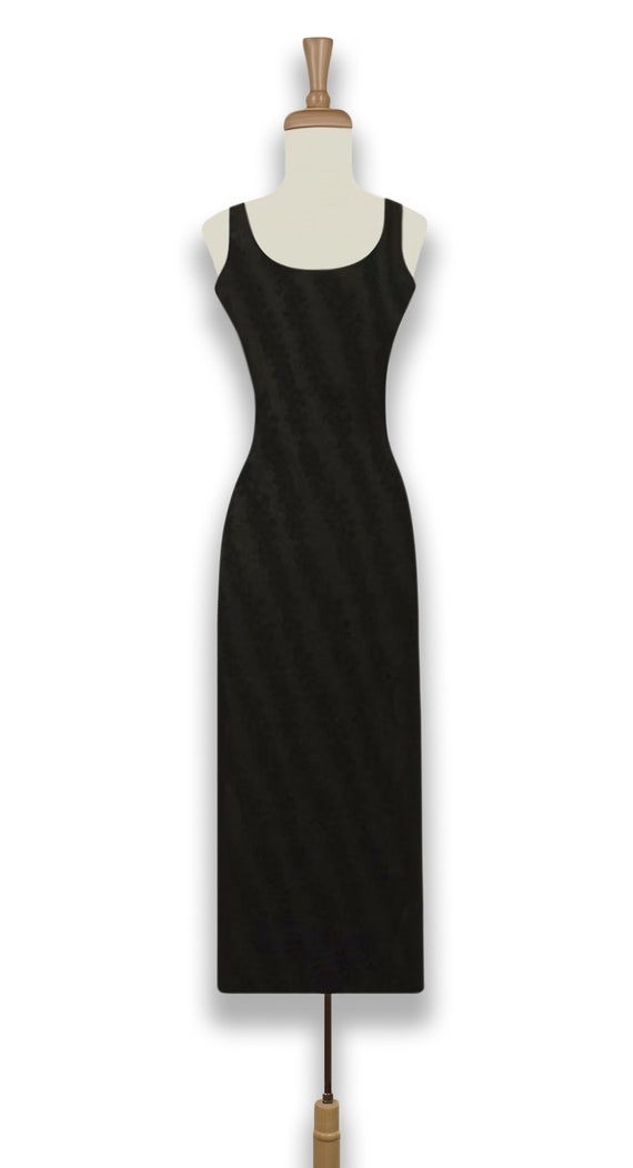 Long Black Dress- Crushed Velvet Black Dress- Emb… - image 3