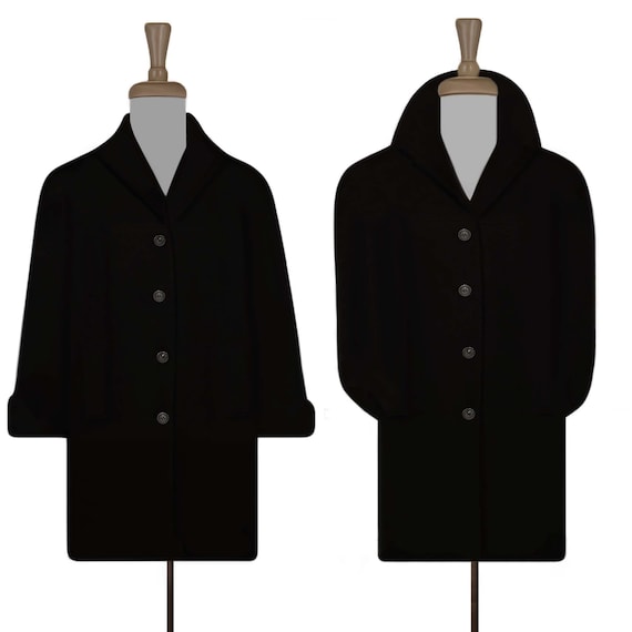 90s Cabin Creek Coat- Oversized Wool Black Coat- … - image 1