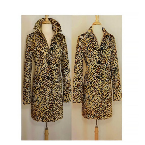 Leopard Print Coat- Long Coat- Animal Print Coat-… - image 1