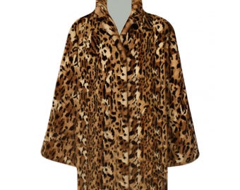 Cappotto in pelliccia sintetica leopardata da donna - Cappotto in pelliccia sintetica con stampa leopardata - Cappotto in pelliccia di ghepardo - Soprabito leopardato vintage - Giacca lunga con stampa animalier