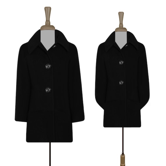 Womens Wool Coat- Wool Jacket- Winter Coat- Black 