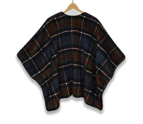 Wool Blanket Coat- Plaid Blanket Coat- Blanket Wrap- Plaid Wrap Shawl- Plaid Wool Blend Cape- Vintage Wool Blanket Jacket- Blanket Wrap View 5