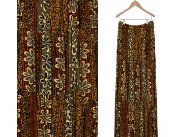 Women's Maxi Skirt- Long Skirt- Vintage Skirt- Floral Skirt- Rayon Skirt