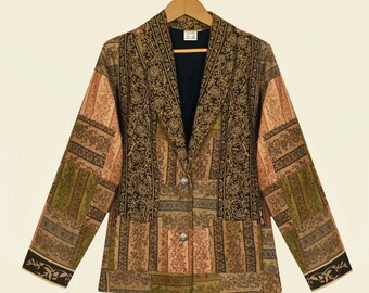 Parsley and Sage Jacket- Boho Jacket Women's- India Jacket- Bohemian Jacket- Vintage Cotton Jacket- Floral Patchwork Jacket- Hippie Jacket