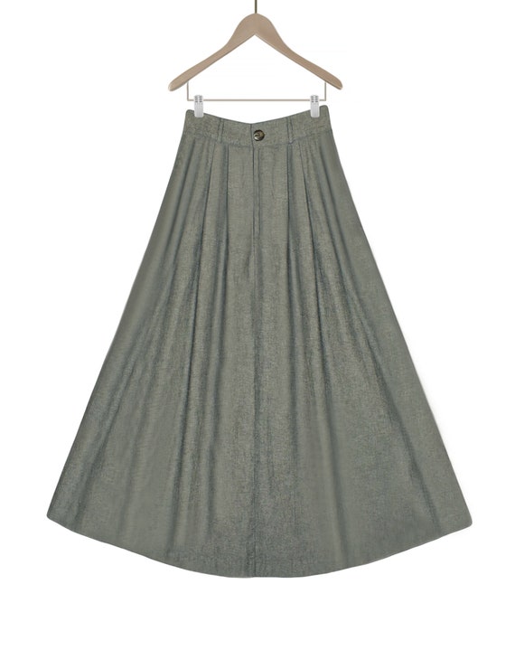 Women's Midi Skirt- Long Grey Skirt- Cotton Midi … - image 5