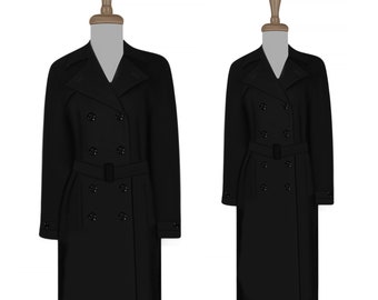 Calvin Klein Trench Coat Womens- Calvin Klein Black Belted Trench Coat- Womens Calvin Klein Raincoat- Designer Winter Coat- CK Trench