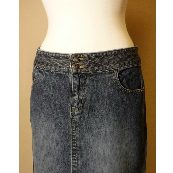 Jean Skirt- Long Jean Skirt- Denim Skirt- Long De… - image 3