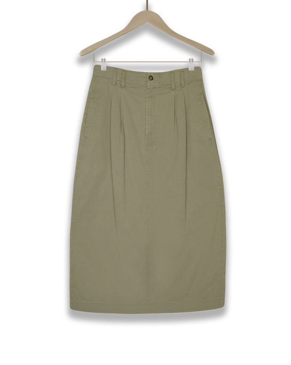 Khaki Skirt- Khaki Midi Skirt- Khaki Cargo Skirt-… - image 2