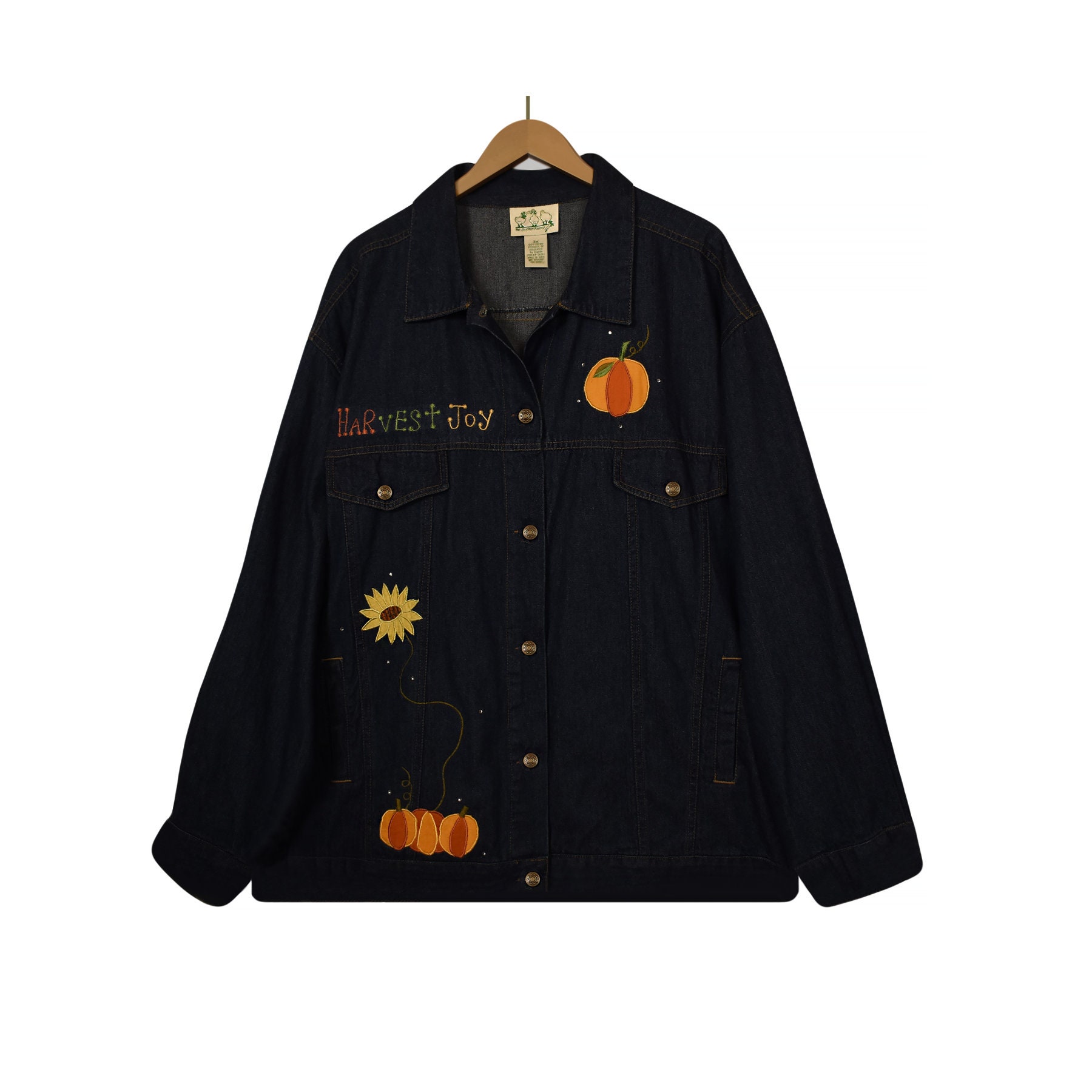 plus size embroidered jean jacket