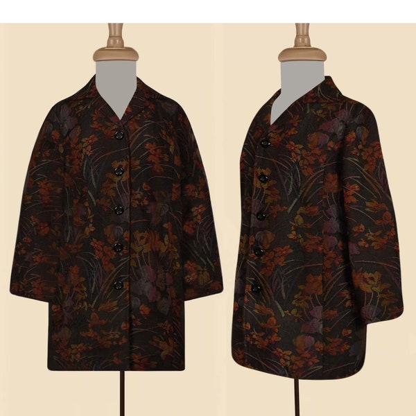 Nomadic Traders Jacket- Floral Tapestry Jacket-Black Floral Coat-Tapestry Coat-Floral Jacket-Black Tapestry Coat-Flowery Jacket-Floral Coat