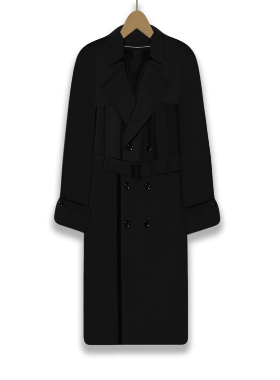 Mens Military Coat- Mens Trench Coat- Black Trenc… - image 3