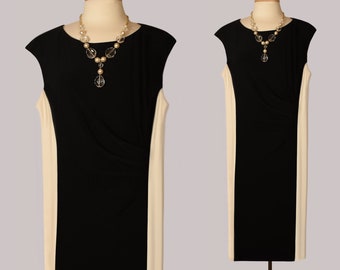 Ralph Lauren Cocktail Dress- Lauren Midi Dress- Ralph Lauren Party Dress- Lauren Midi Dress- Designer Dress- Ralph Lauren Black White Dress