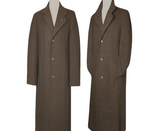 Vintage 40s Wool Coat- Men's Long Coat- Winter Coat- Long Wool Coat- Overcoat Men- Brown Vintage Overcoat- Men's Warm Winter Coat