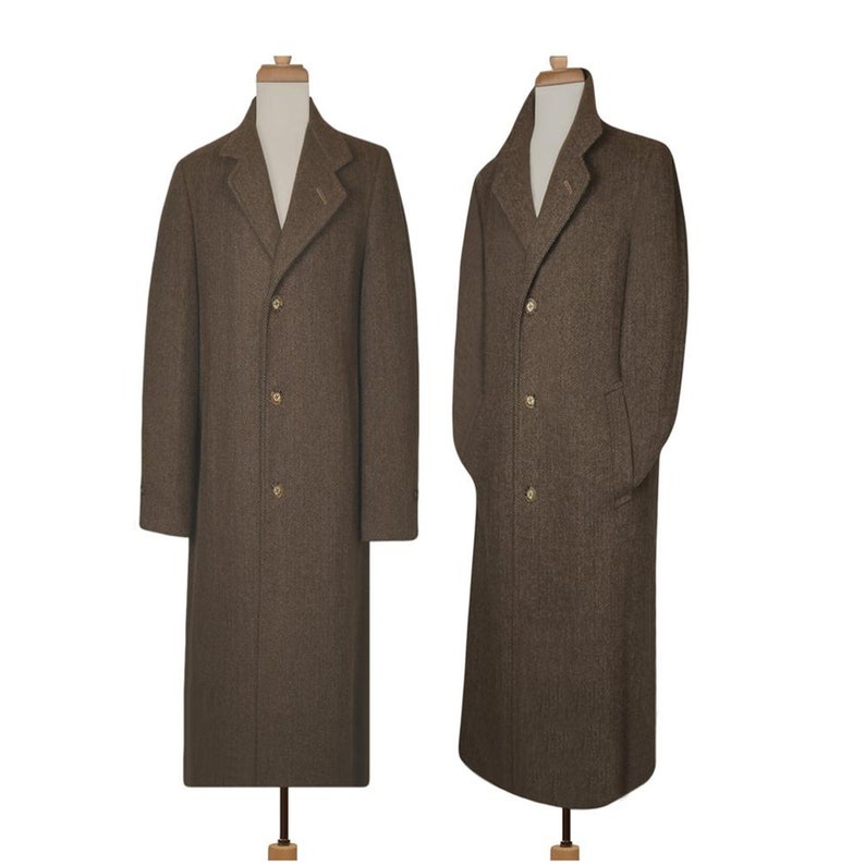 1940s Coat Mens Mens Vintage Coat Vintage Wool Coat Men's Long Coat Winter Coat Long Wool Coat Overcoat Men Brown Vintage Overcoat image 1