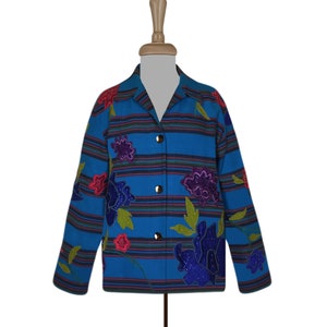 Vintage Chico&#39;s Design Jacket- Chico&#39;s Embroidered Jacket- Blue Embroidered Jacket- Cotton Jacket India- Bohemian Jacket- Chico&#39;s Coat