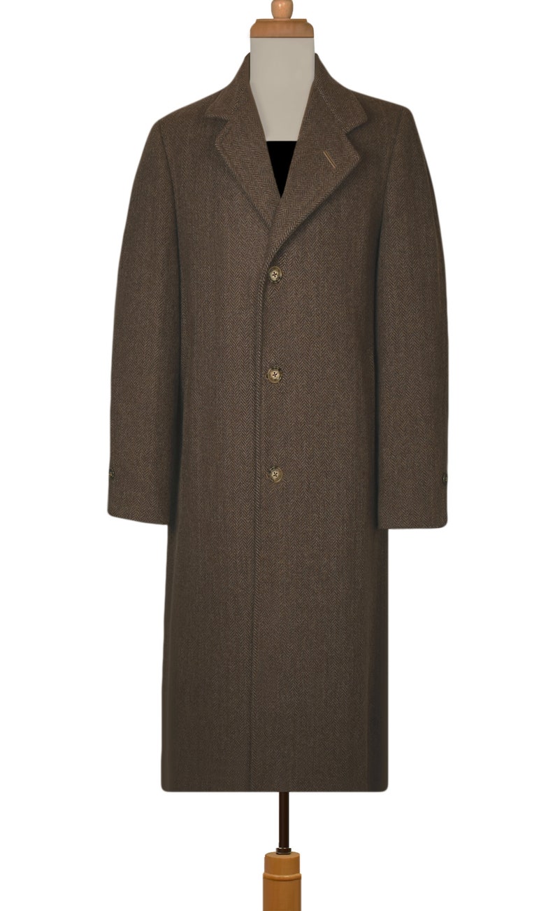 1940s Coat Mens Mens Vintage Coat Vintage Wool Coat Men's Long Coat Winter Coat Long Wool Coat Overcoat Men Brown Vintage Overcoat image 3