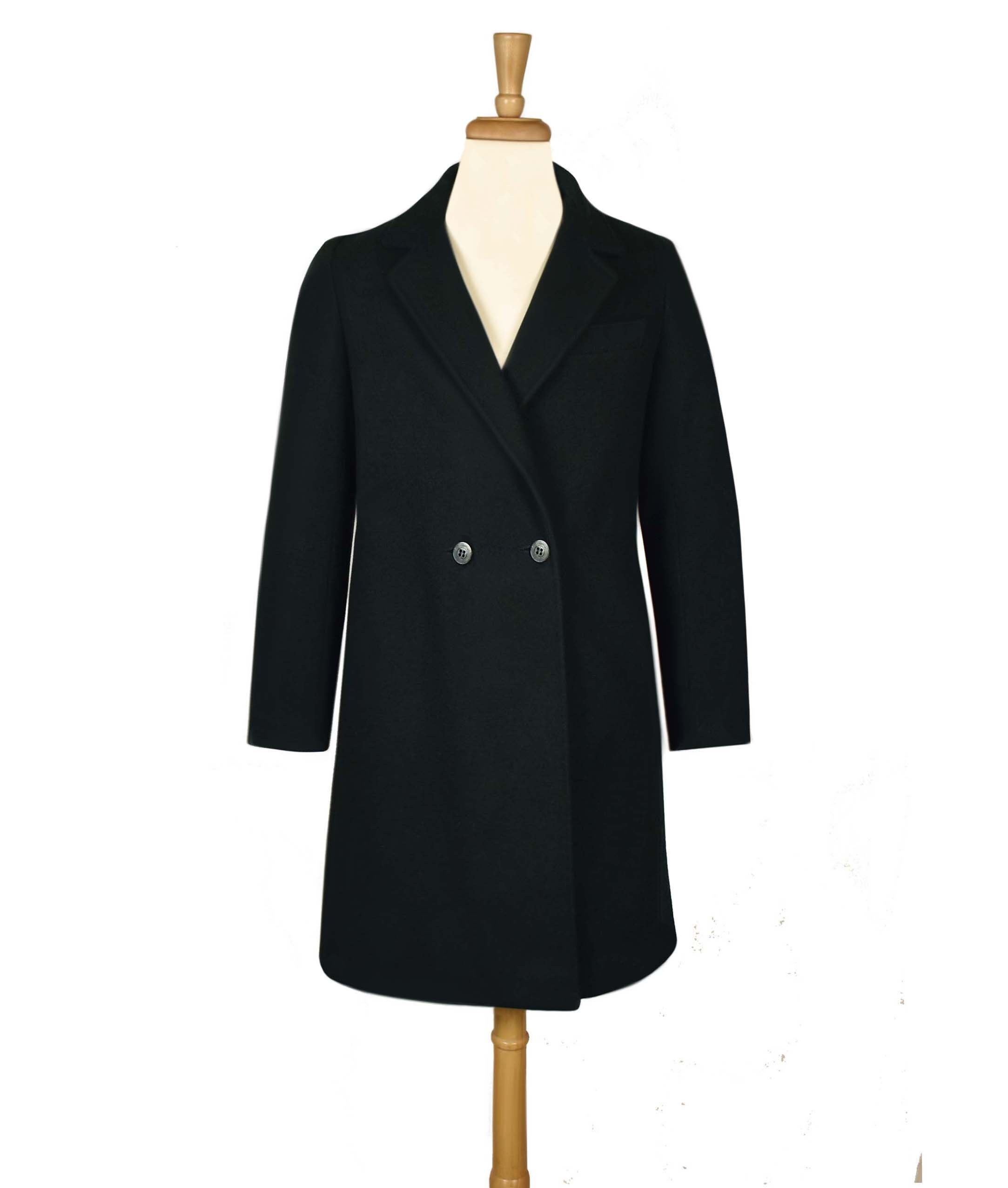 Ashley Scott Wool Coat- Womens Black Wool Coat- Black Wool Pea