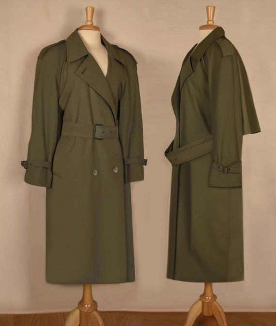 Womens Trench Coat- London Fog Trench Coat- Green… - image 5