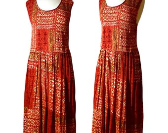 Hippie Dress- Bohemian Dress- Tapestry Dress- Summer Dress- Boho Dress- India Dress- Cotton Dress- Midi Dress- Long Dress- Hippie Clothes