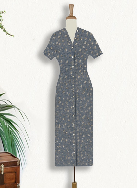 Women's Long Midi Dress- Vintage Button Up Dress-… - image 3