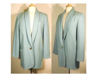 Valerie Stevens Jacket- Light Blue Wool Coat- Powder Blue Blazer- Valerie Stevens Blazer- Wool Cashmere Blazer- Womens Blazer Size 8