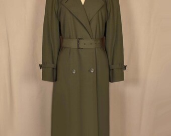 Womens London Fog Trench Coat- Green Trench Coat Womens- Olive