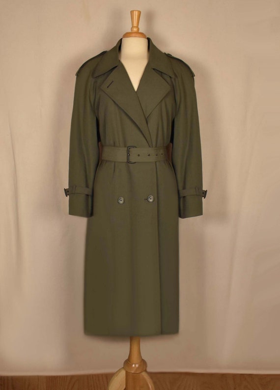 Womens Trench Coat- London Fog Trench Coat- Green… - image 3