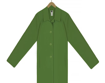 Women's Coat- Lime Green Jacket- Lime Green Coat- Long Jacket Women- Green Coat- Green Jacket- Bright Jacket- Cotton Coat- Vintage Coat | L