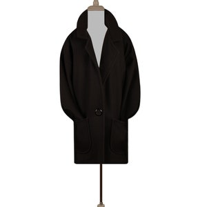 Womens Wool Coat Winter Coat Black Coat Oversize Coat Black Wool Coat Plus Size Women Warm Winter Coat Womens Overcoat Wool Coat image 4