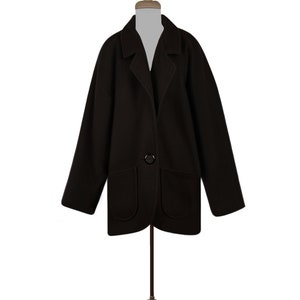 Womens Wool Coat Winter Coat Black Coat Oversize Coat Black Wool Coat Plus Size Women Warm Winter Coat Womens Overcoat Wool Coat image 2